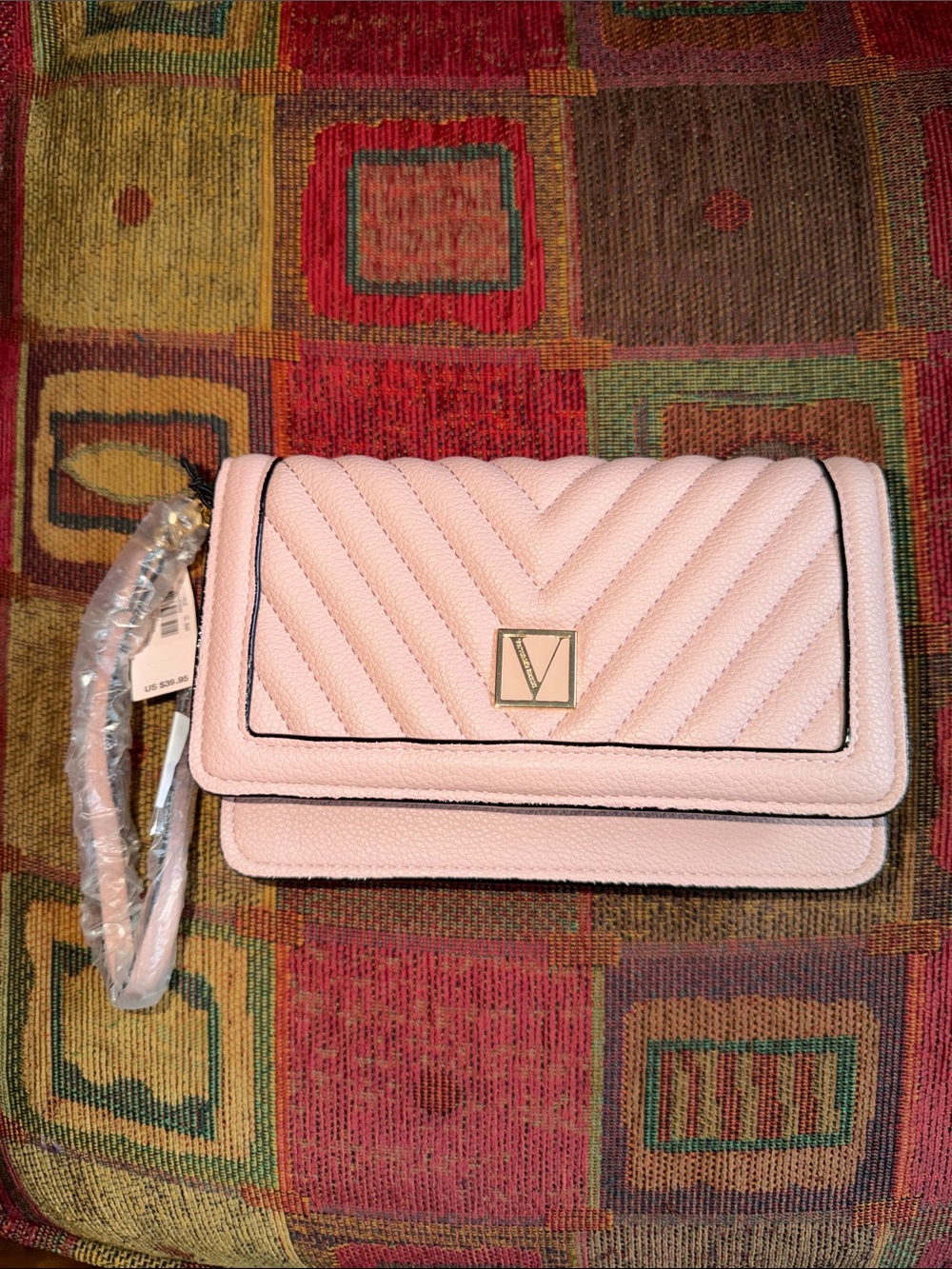 NWT Victoria Secret Quilted Pink Crossbody Wallet